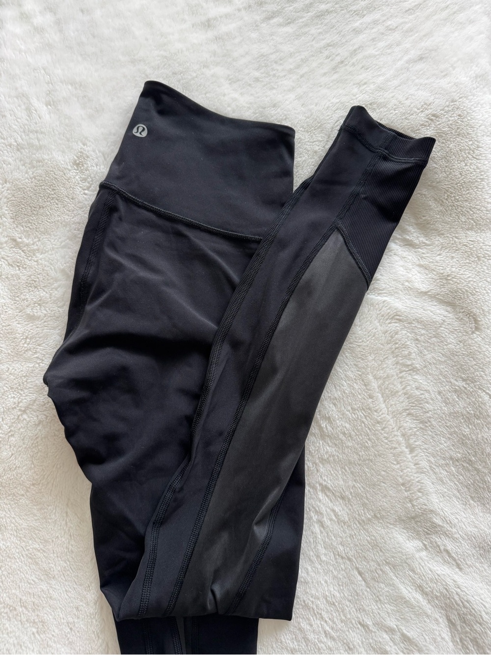 lululemon athletica Black Leggings with Side Pleather Panels
